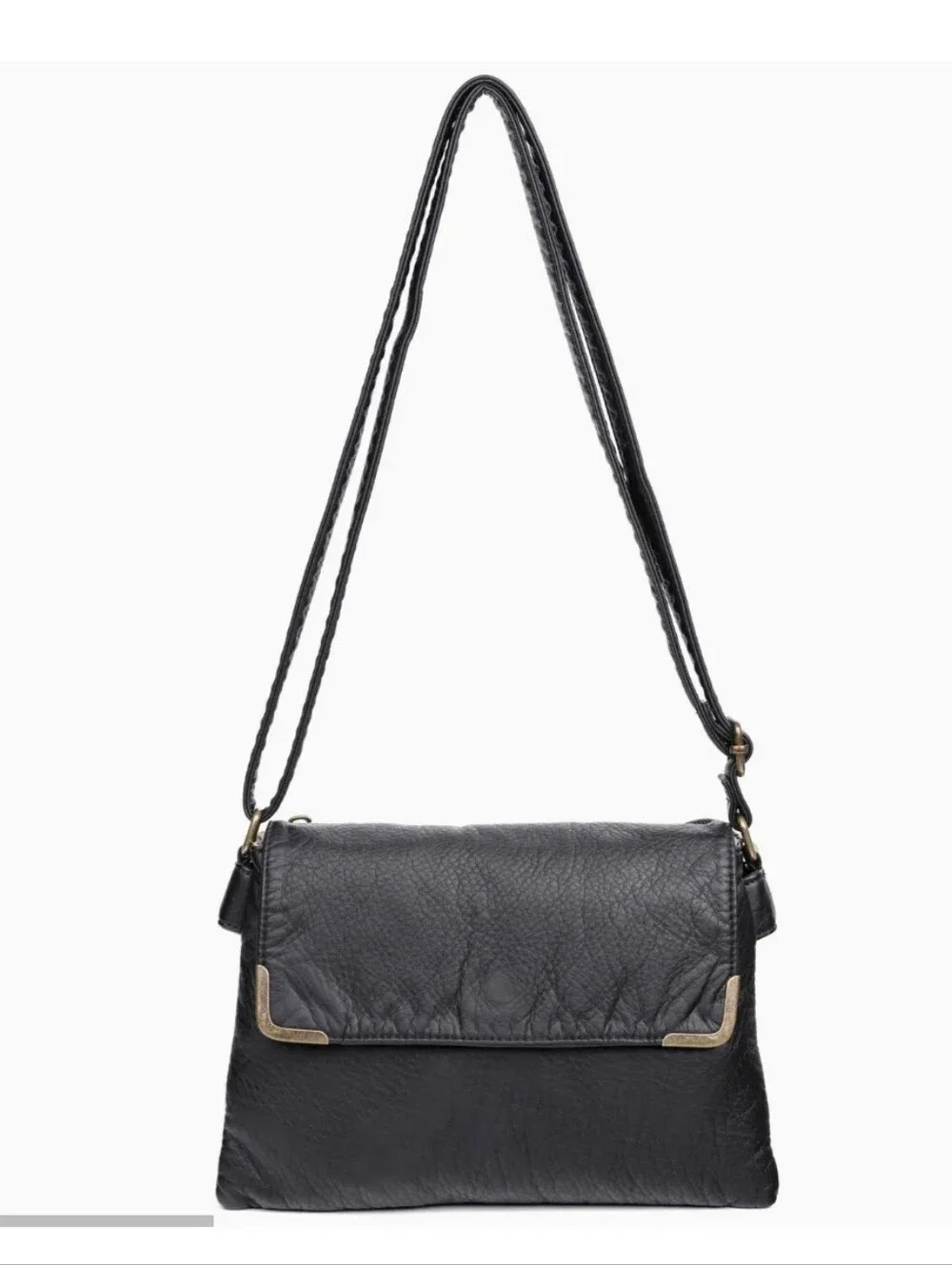 NWT Ampere Creations Black Leather Flap Crossbody Bag In Factory Packing